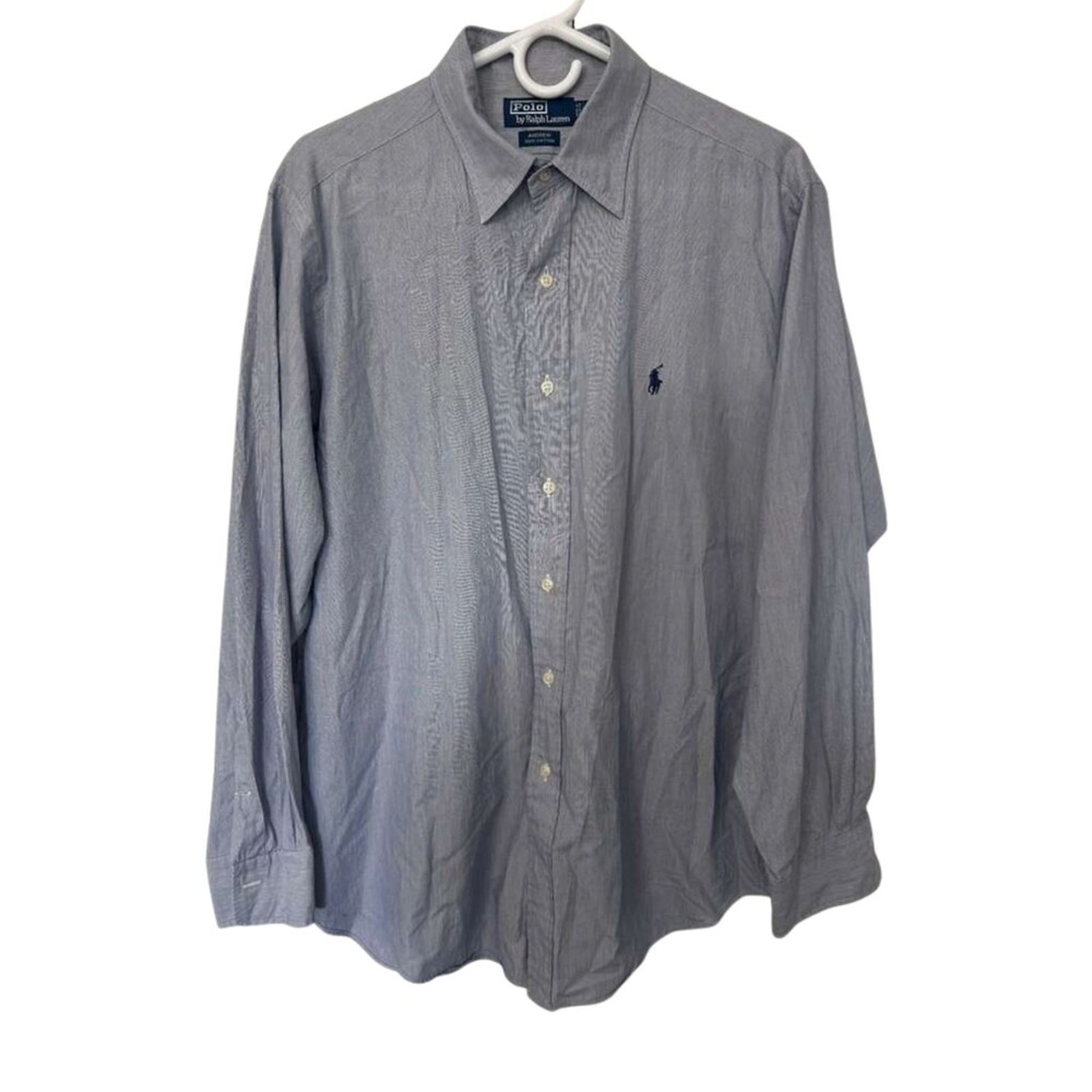Polo Ralph Lauren Andrew Cotton Button Up Polo Mens Large 16 1/2 Long Sleeves
